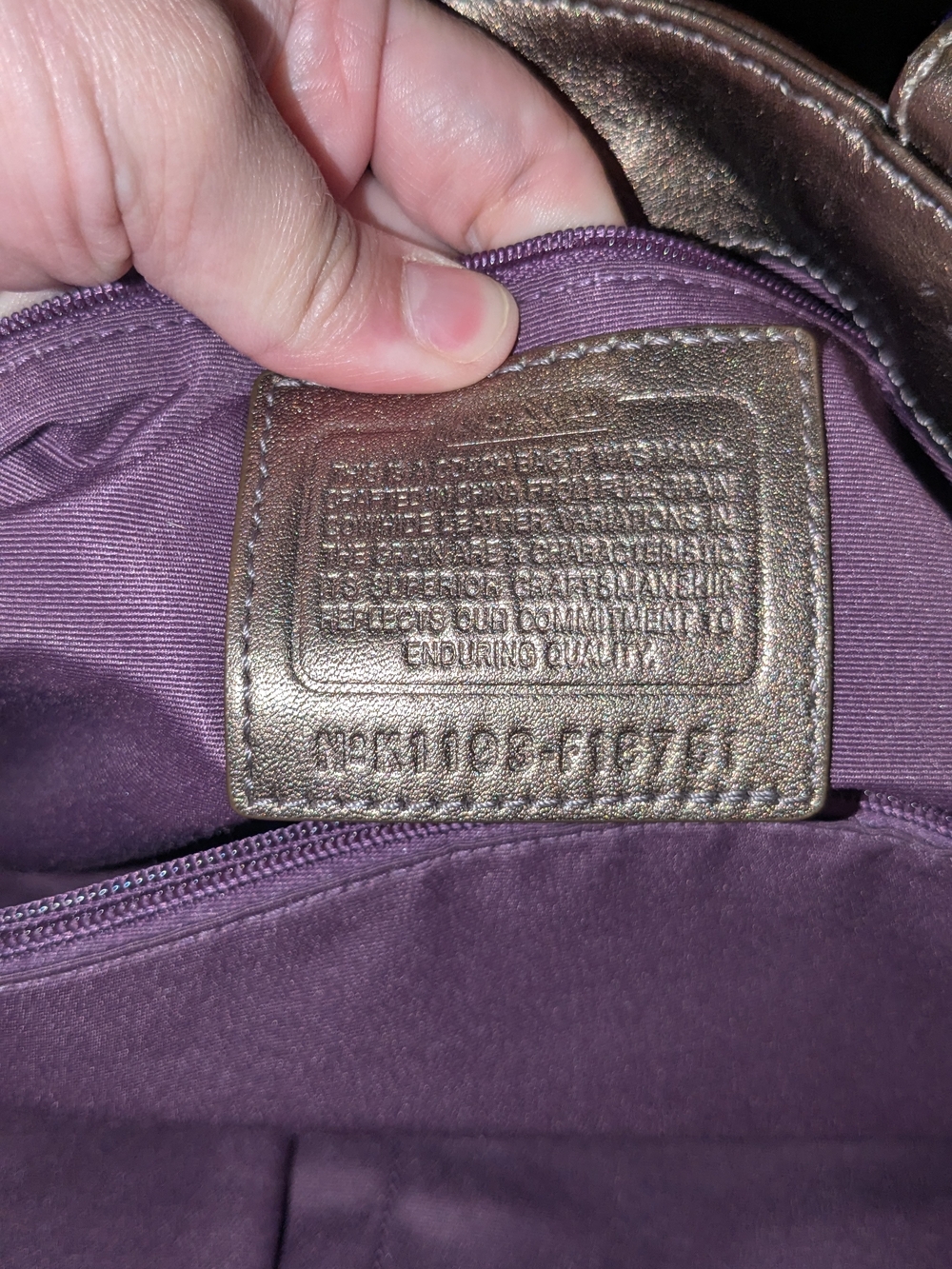 Coach Y2K Soho Metallic Leather Buckle Tote - Gold With Beautiful Purple Lining - Picture 8 of 10